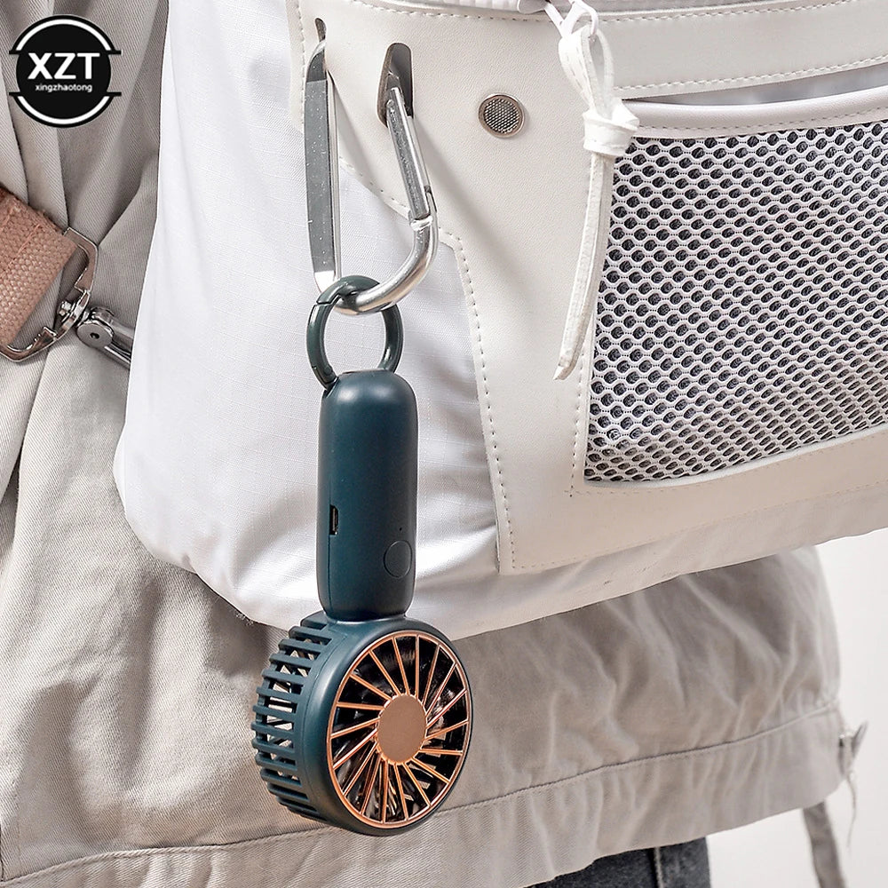 New Pocket Mini Handheld Fans Air Cooler Portable Hanging Carabiner Super Cool Wind Outdoor Fan USB Charging Small Personal Fans