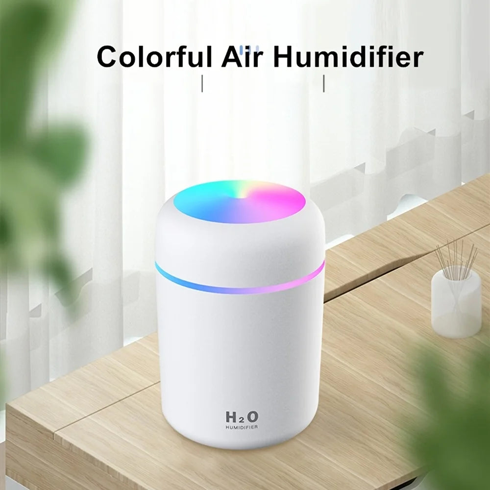 Portable LED Light Mini 300Ml H2O Spray Mist Humidifier Double Wet Aroma Essential Oil Diffuser Car Usb Air Humidifier