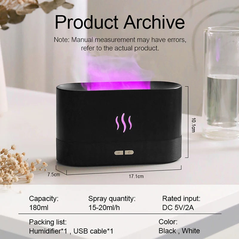 Portable Cool Mist Usb Led Change Color Room H2O Air Fire Flame Humidifier Aroma Essential Oil Diffuser Humidifier