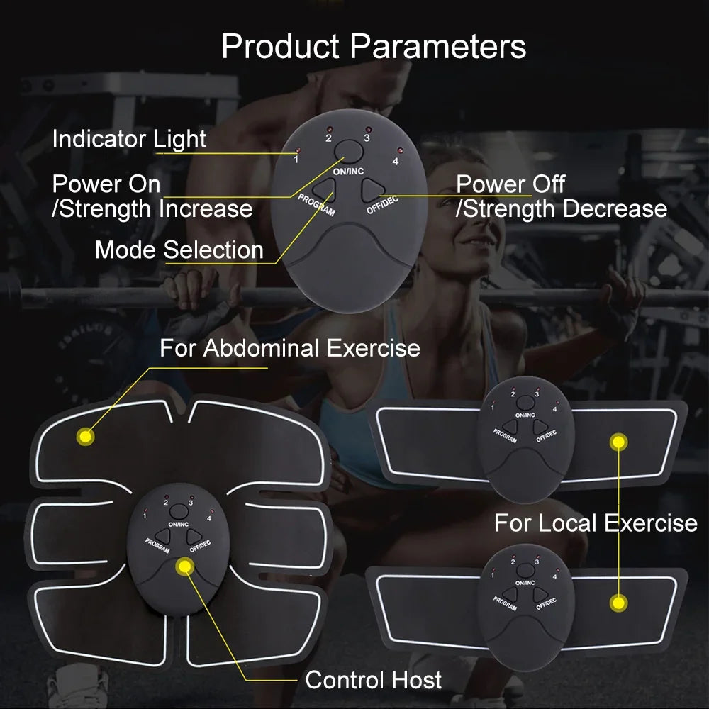 Electric EMS Muscle Stimulator Wireless Buttocks Trainer Abdominal ABS Stimulator Fitness Body Slimming Massager Sculpt Machine