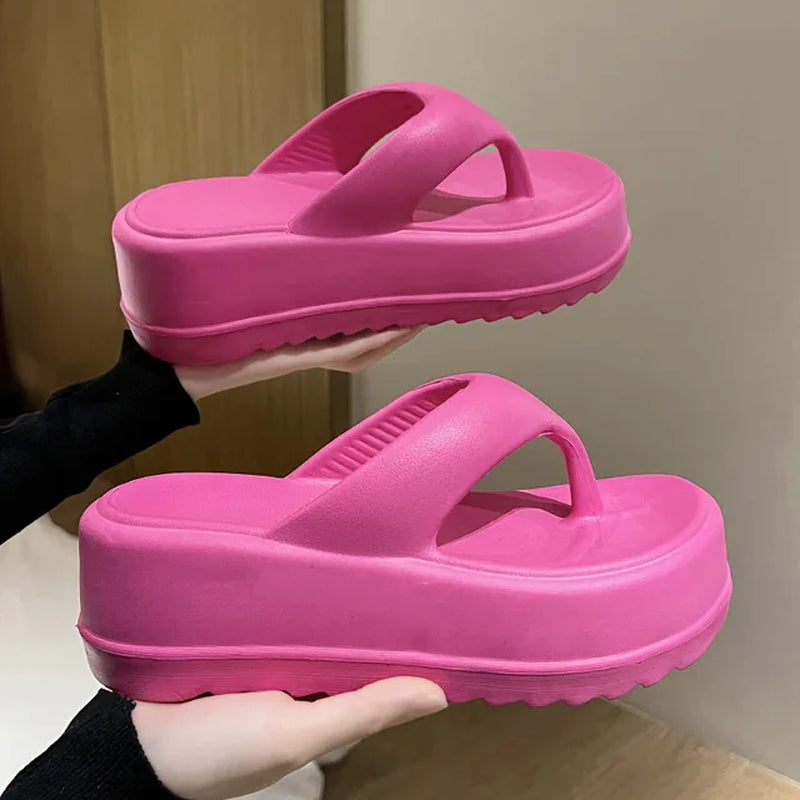 Women Platform Sandals Women Flip-Flops EVA Heels Sandals for Women Fashion Beach Slides Outdoor Soft Heel Cloud Slippers