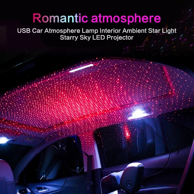 Car Roof Projection Light USB Portable Star Night Light Adjustable LED Galaxy Atmosphere Light Interior Ceiling Projector