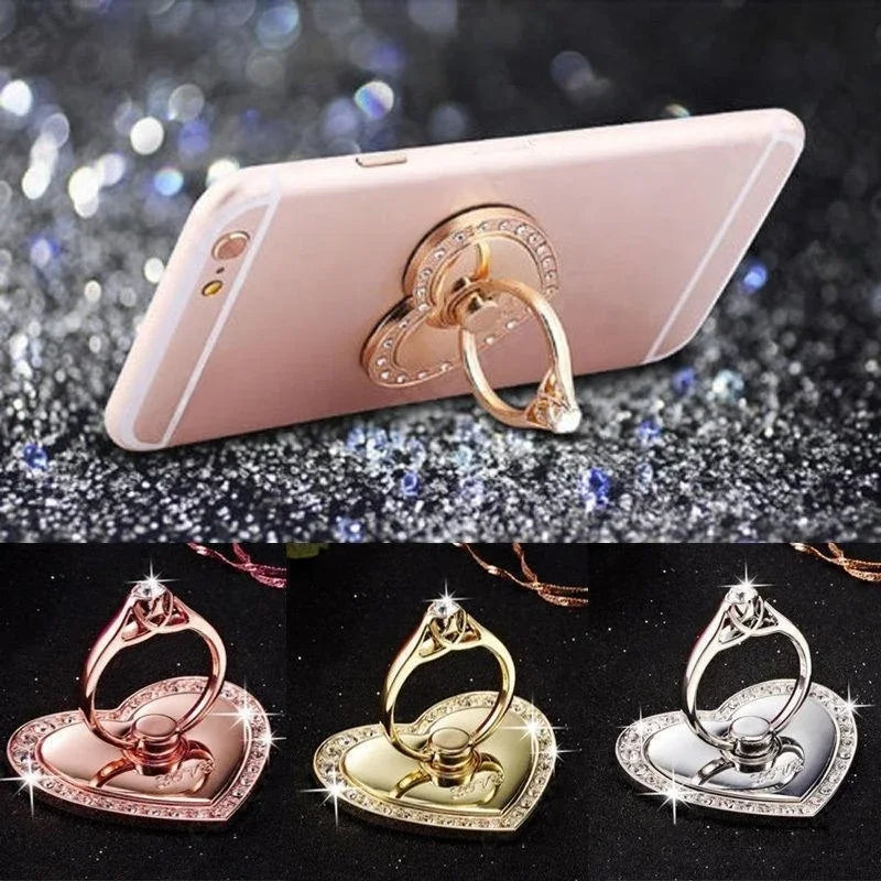 Heart-Shaped Diamond Mobile Phone Holder Phone Ring Holder Accessories