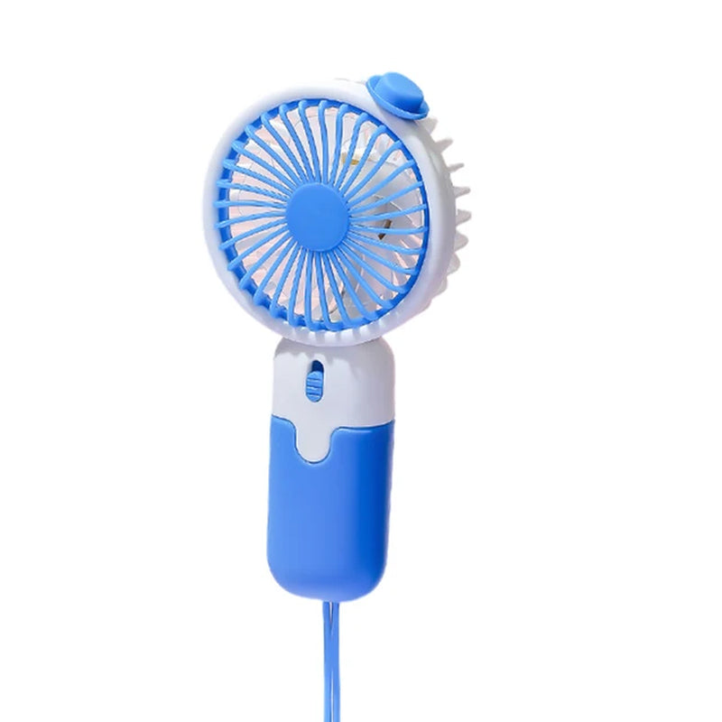 Handheld Mini Fan USB Rechargeable Small Pocket Fan with Hanging Rope Phone Holder Base Portable Fan