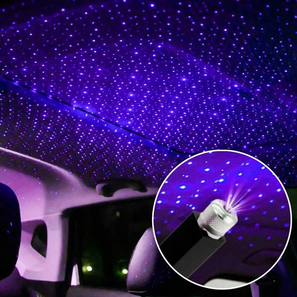 Car Roof Projection Light USB Portable Star Night Light Adjustable LED Galaxy Atmosphere Light Interior Ceiling Projector