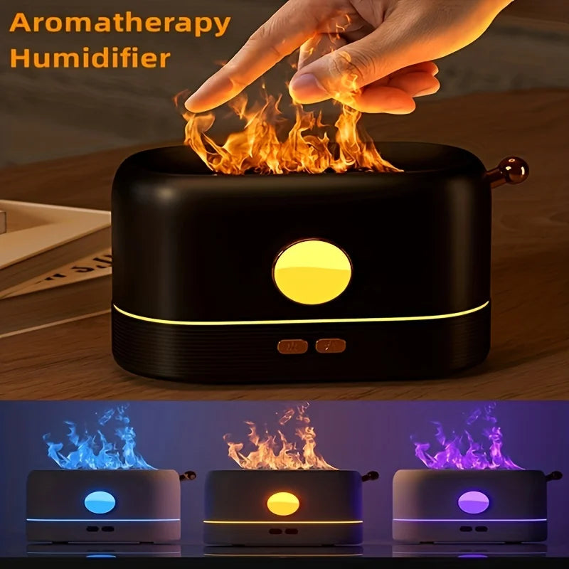 Portable Cool Mist Usb Led 3D Change Colors Fire Flame Aroma Essential Oil Diffuser Mini H2O Air Humidifier