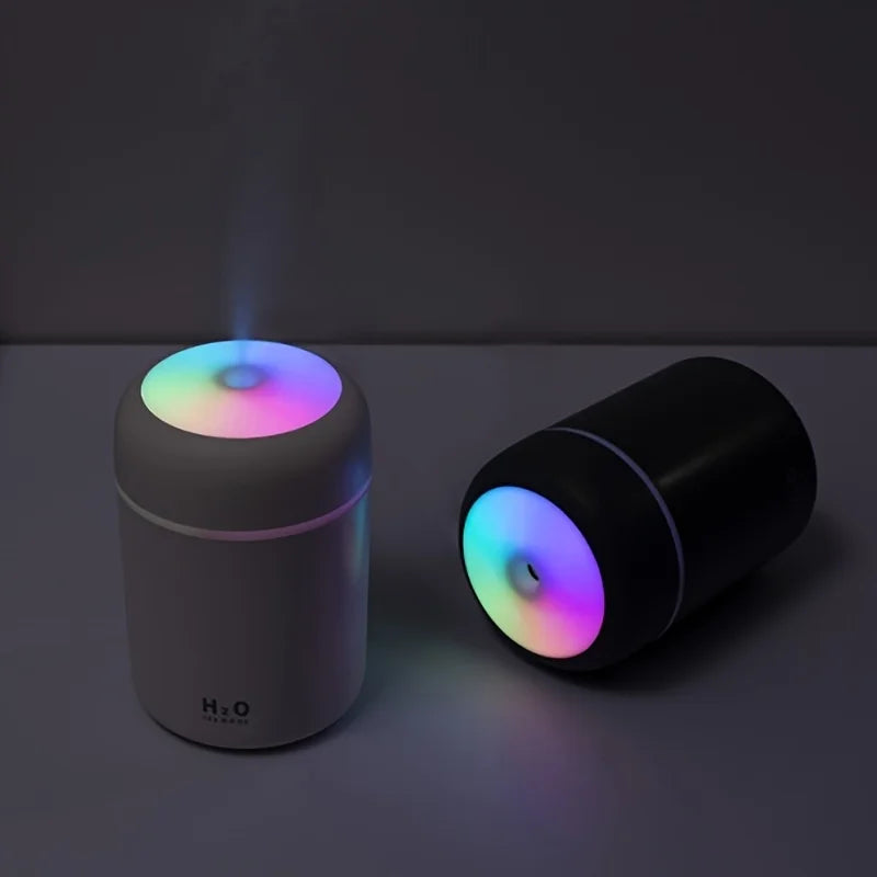 Portable LED Light Mini 300Ml H2O Spray Mist Humidifier Double Wet Aroma Essential Oil Diffuser Car Usb Air Humidifier