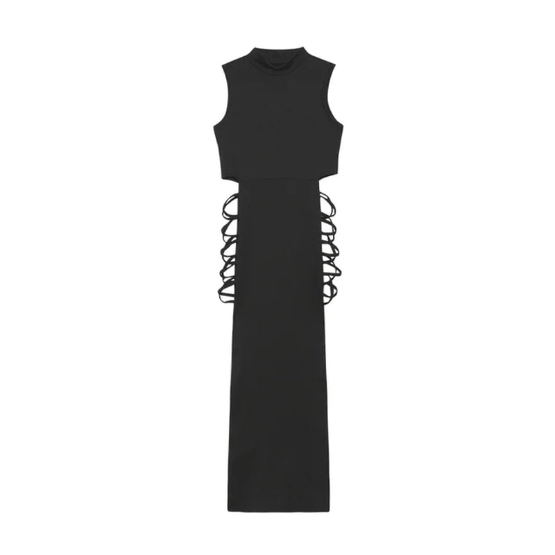 Criss Cross Cut Out Dress, Sexy Bodycon Mock Neck Sleeveless Dress, Women'S Clothing