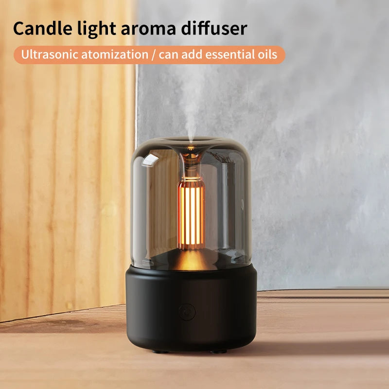 Cool Mist Usb Portable Candle Light H2O Air Humidifier Aroma Essential Oil Diffuser Air Mini Humidifier