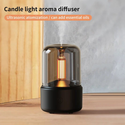 Cool Mist Usb Portable Candle Light H2O Air Humidifier Aroma Essential Oil Diffuser Air Mini Humidifier