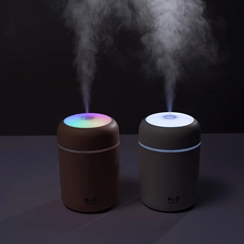 Portable LED Light Mini 300Ml H2O Spray Mist Humidifier Double Wet Aroma Essential Oil Diffuser Car Usb Air Humidifier