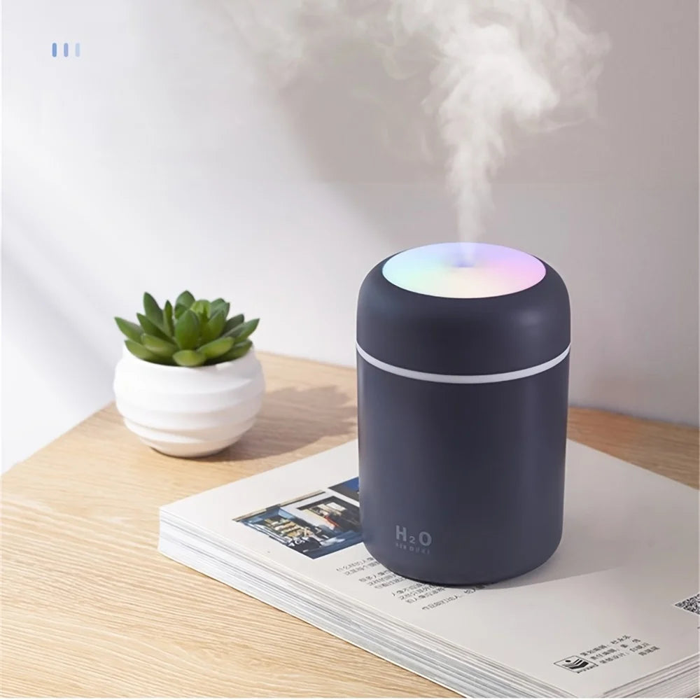 Portable LED Light Mini 300Ml H2O Spray Mist Humidifier Double Wet Aroma Essential Oil Diffuser Car Usb Air Humidifier