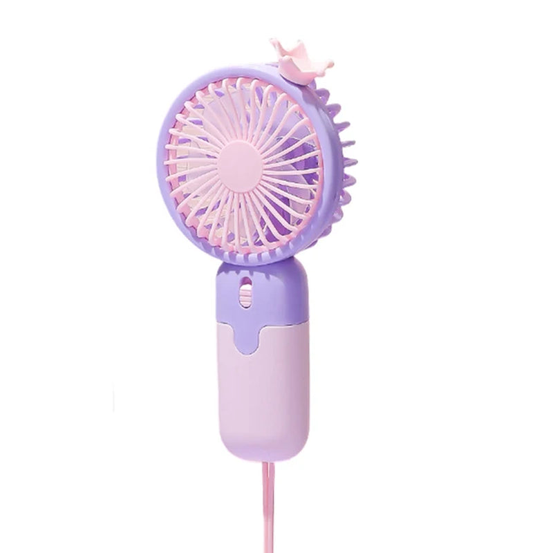 Handheld Mini Fan USB Rechargeable Small Pocket Fan with Hanging Rope Phone Holder Base Portable Fan