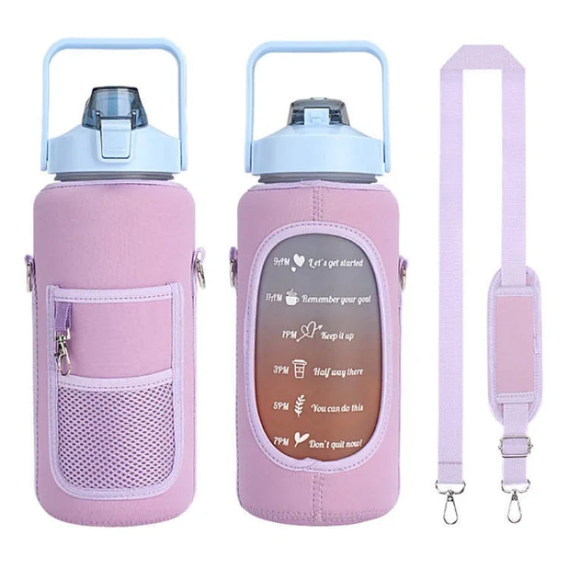 1PC Sport Water Bottle Bag Half Gallon 64 OZ Insulated Mug Holder with Shoulder Strap Phone Pocket for Men Women Jug for Fitness