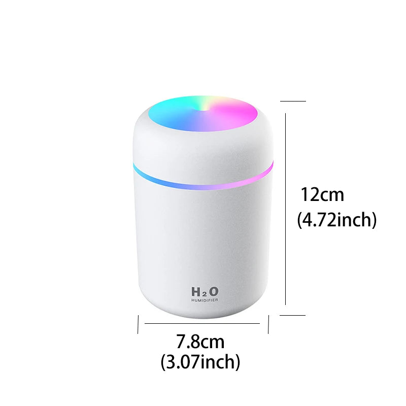 Portable LED Light Mini 300Ml H2O Spray Mist Humidifier Double Wet Aroma Essential Oil Diffuser Car Usb Air Humidifier