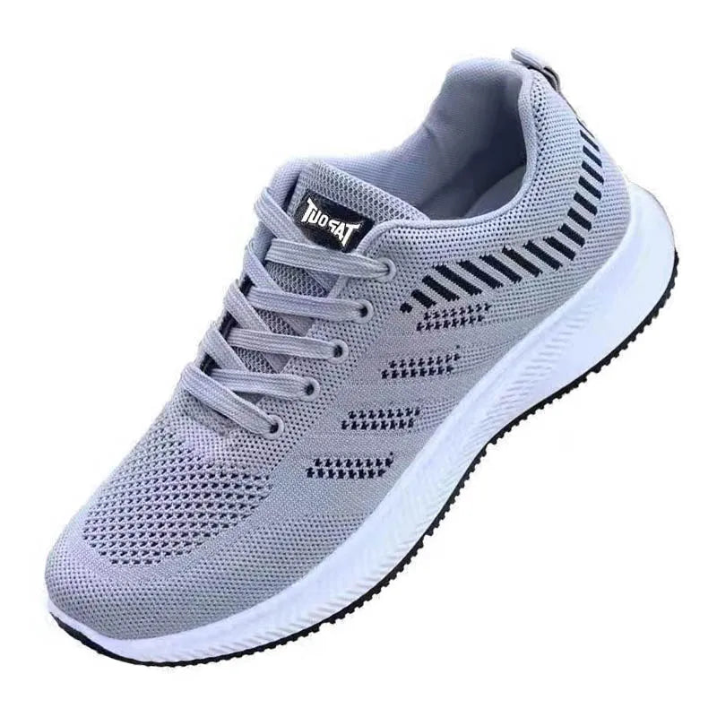 Male Lightweight Knitting Breathable Thick Soft Bottom Shoes 2023 Summer Mens Lace up Tennis Shoes Casual Flats Sneakers Shoe