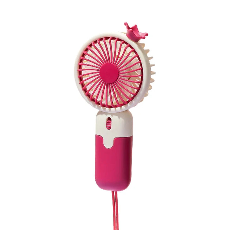 Handheld Mini Fan USB Rechargeable Small Pocket Fan with Hanging Rope Phone Holder Base Portable Fan