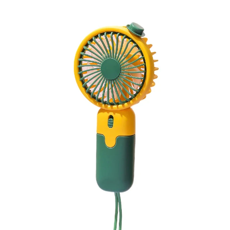 Handheld Mini Fan USB Rechargeable Small Pocket Fan with Hanging Rope Phone Holder Base Portable Fan