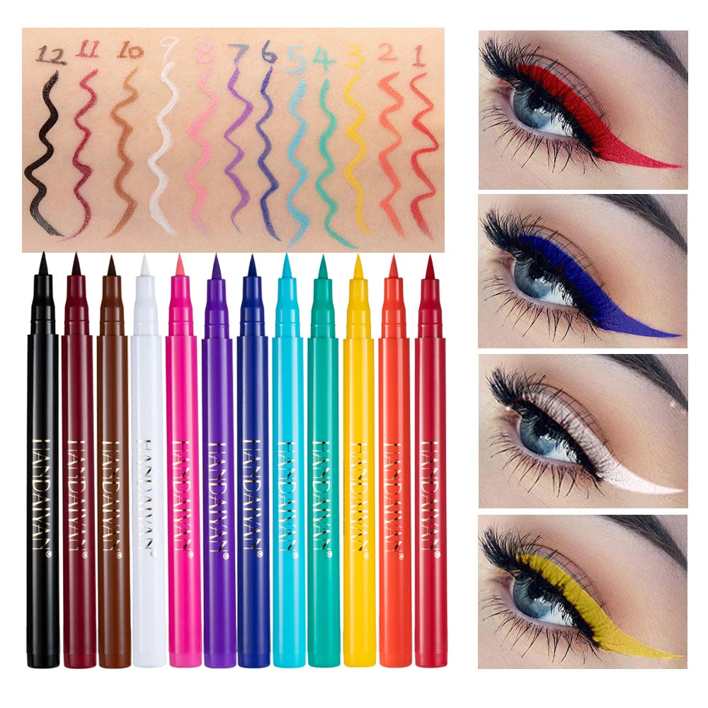 Waterproof Rainbow Matte Colorful Liquid Eye Liner Pencil White Pink Color Eyeliner Pen Makeup Make up Long-Lasting Cosmetics