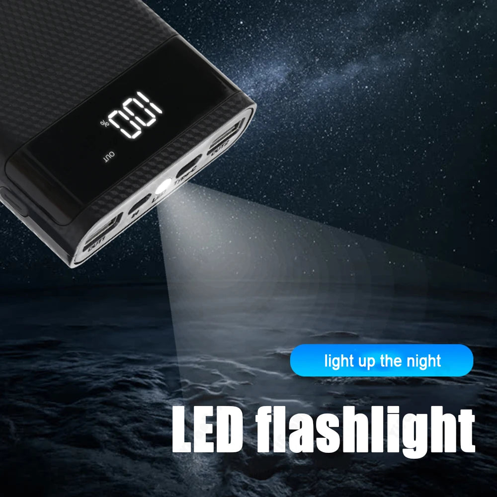 18W 10W DIY 6*18650 USB Fast Charging Portable External 5V 18650 Power Bank Battery Charging Storage Box with Flashlight