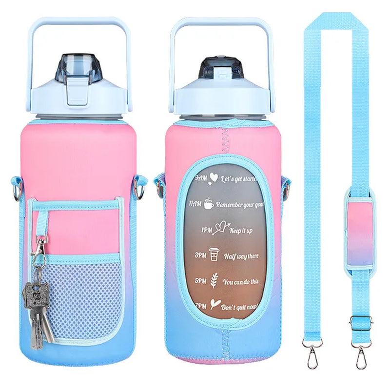 1PC Sport Water Bottle Bag Half Gallon 64 OZ Insulated Mug Holder with Shoulder Strap Phone Pocket for Men Women Jug for Fitness