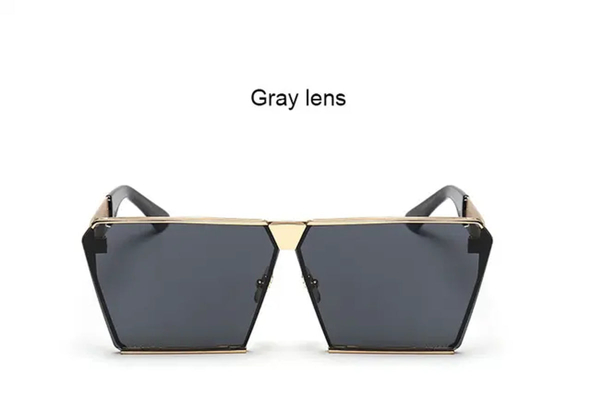 2023 Oversized Sunglasses Brand Designer Transparent Lens Metal Big Frame Sun Glasses Men Women Clear Fashion Square Eyewear