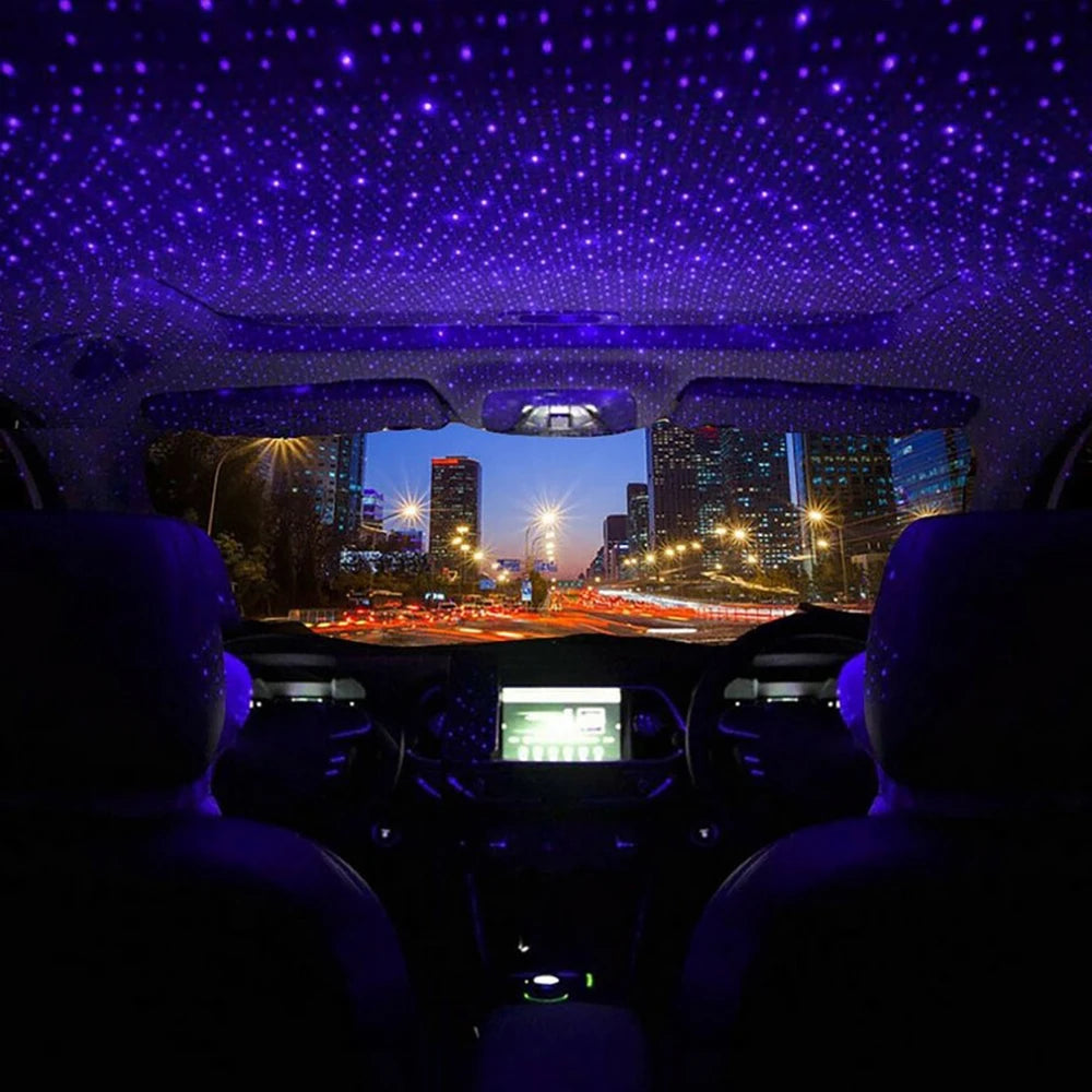 Car Roof Projection Light USB Portable Star Night Light Adjustable LED Galaxy Atmosphere Light Interior Ceiling Projector