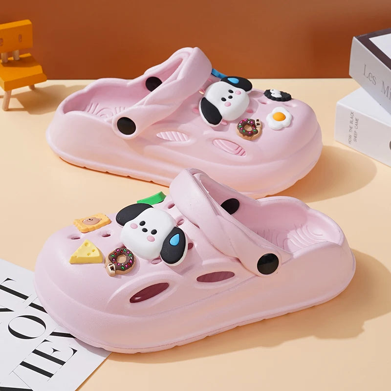 Summer Non-Slip 2024 New Slippers Female Baotou Cartoon Sports outside Wearing Male Soft Soled Sandals Children'S Crocs