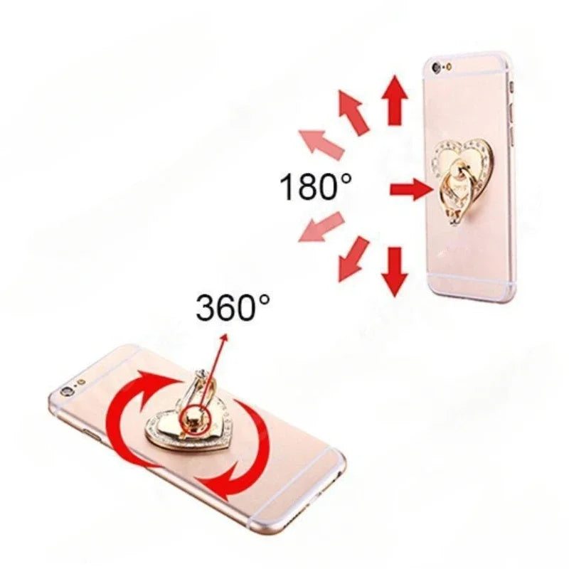 Heart-Shaped Diamond Mobile Phone Holder Phone Ring Holder Accessories