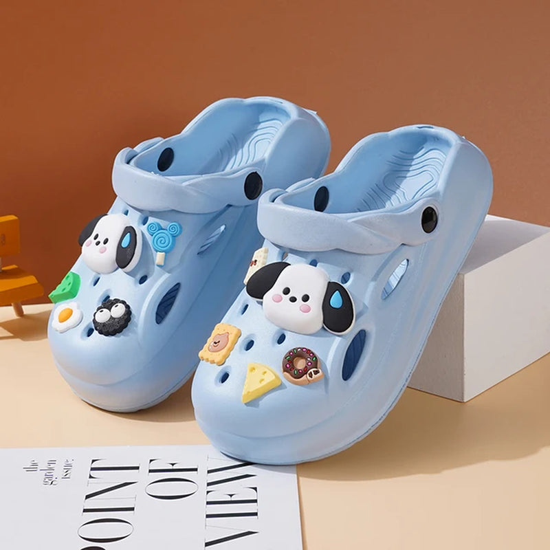 Summer Non-Slip 2024 New Slippers Female Baotou Cartoon Sports outside Wearing Male Soft Soled Sandals Children'S Crocs