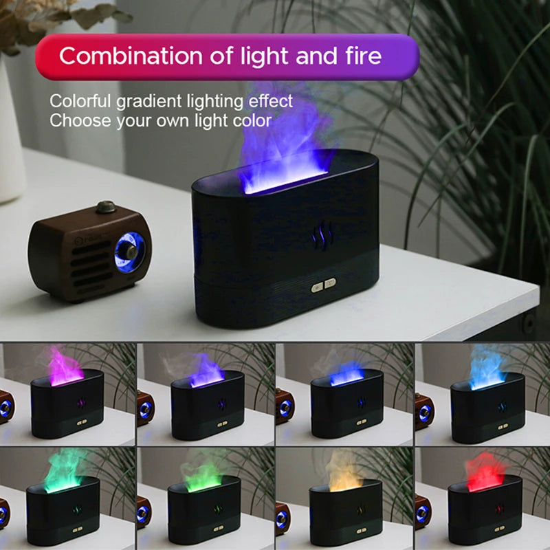 Portable Cool Mist Usb Led Change Color Room H2O Air Fire Flame Humidifier Aroma Essential Oil Diffuser Humidifier