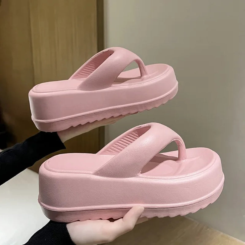 Women Platform Sandals Women Flip-Flops EVA Heels Sandals for Women Fashion Beach Slides Outdoor Soft Heel Cloud Slippers