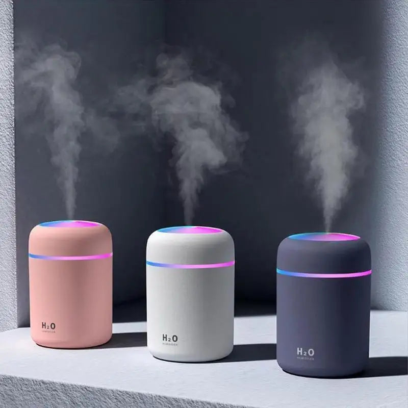 Portable LED Light Mini 300Ml H2O Spray Mist Humidifier Double Wet Aroma Essential Oil Diffuser Car Usb Air Humidifier