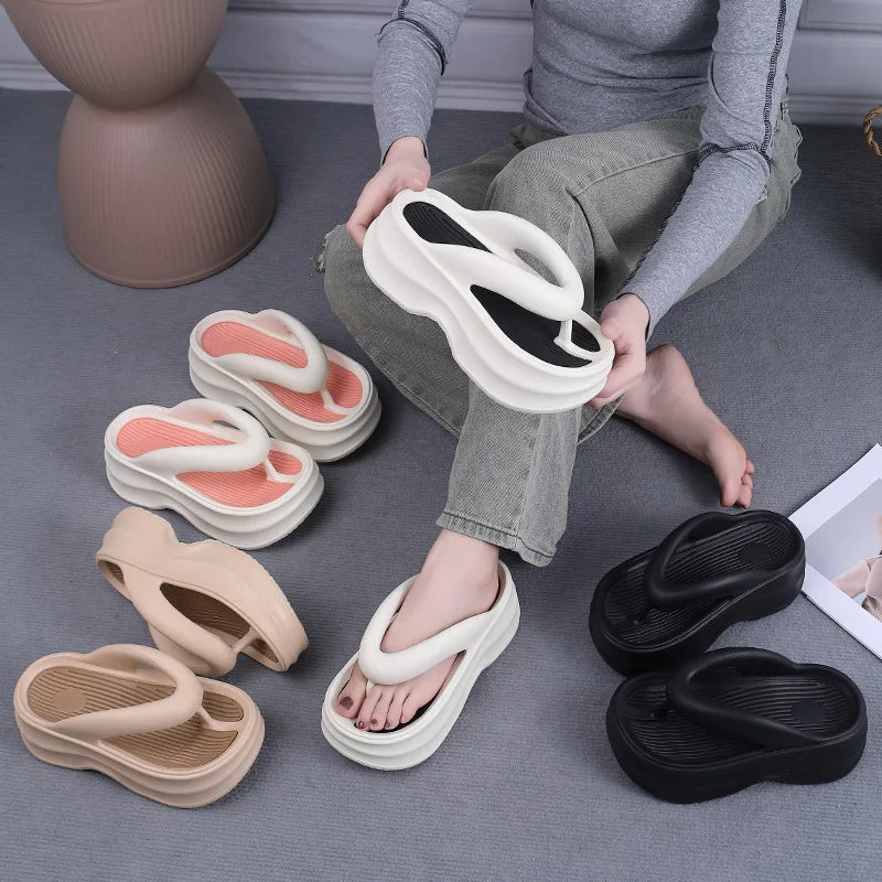 Summer Women'S Flip Flops Comfortable Non Slip EVA Thick Sole Sandals 2024 New Fashionable Outdoor Soft Sole Slippers Women