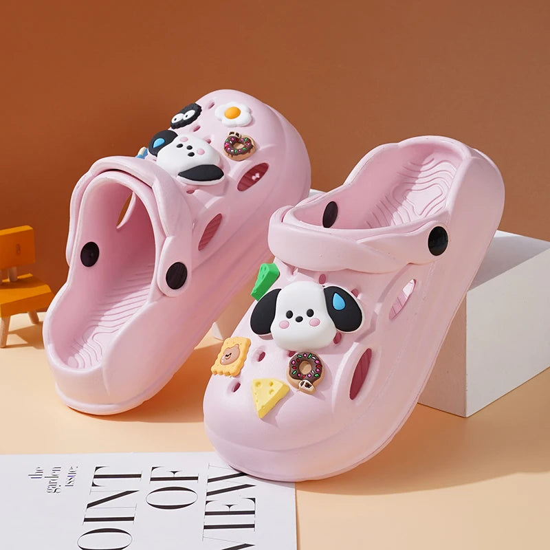 Summer Non-Slip 2024 New Slippers Female Baotou Cartoon Sports outside Wearing Male Soft Soled Sandals Children'S Crocs