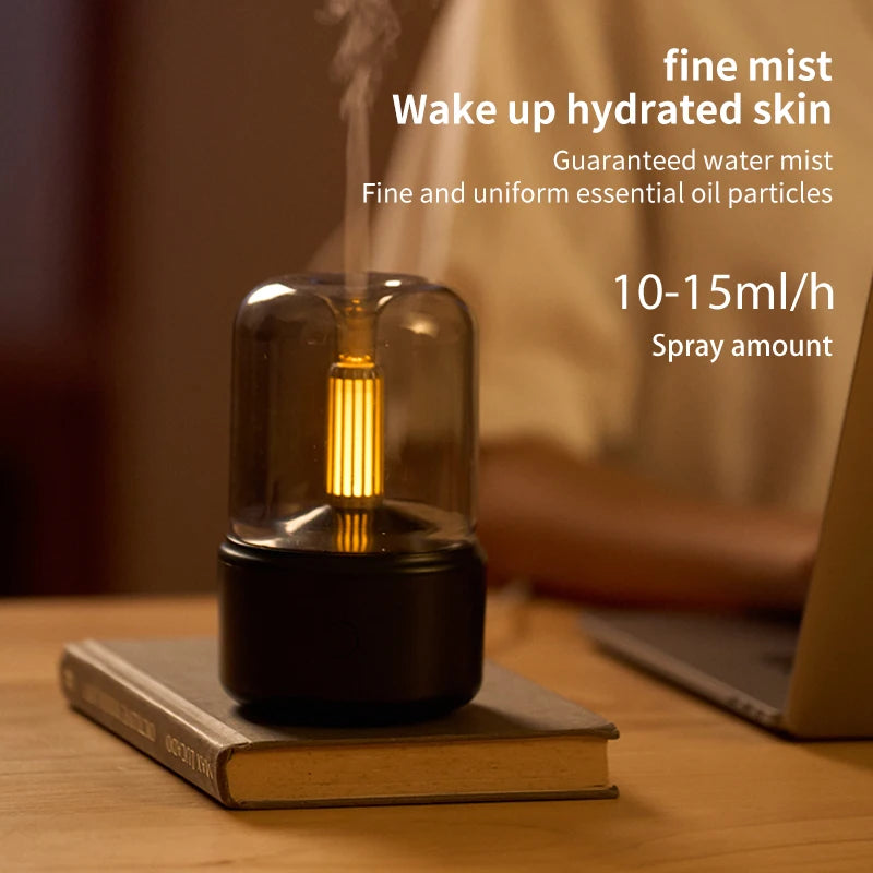 Cool Mist Usb Portable Candle Light H2O Air Humidifier Aroma Essential Oil Diffuser Air Mini Humidifier