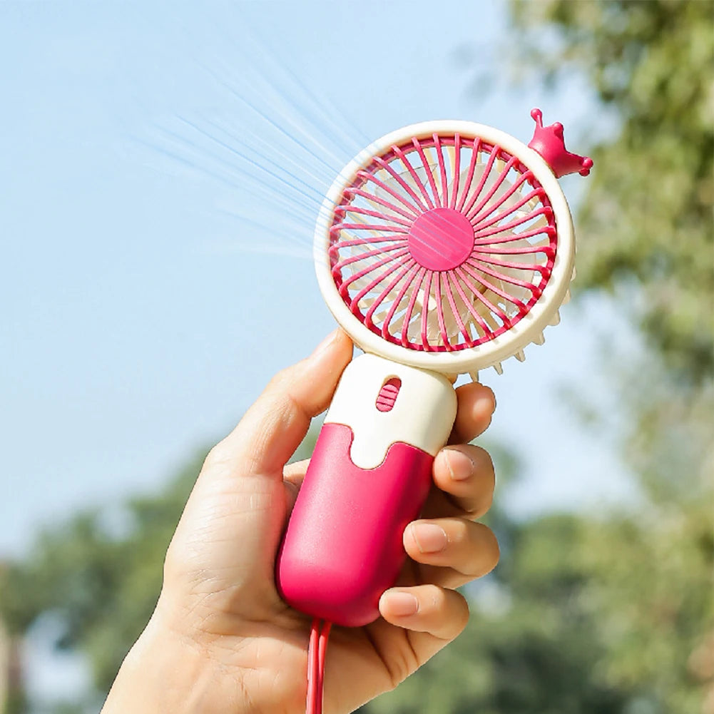 Handheld Mini Fan USB Rechargeable Small Pocket Fan with Hanging Rope Phone Holder Base Portable Fan