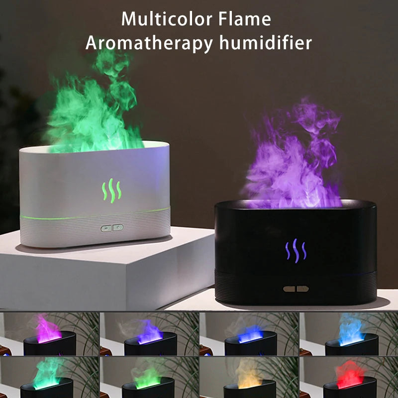 Portable Cool Mist Usb Led Change Color Room H2O Air Fire Flame Humidifier Aroma Essential Oil Diffuser Humidifier