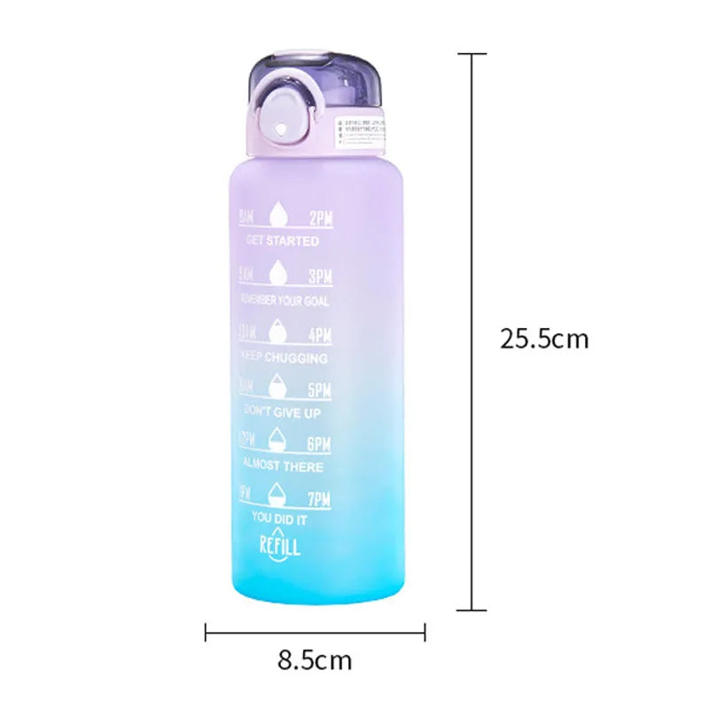 1000Ml Gradient Color Graduation Water Bottle Portable Plastic Cup, Fitness Sports Large Capacity Water Bottle