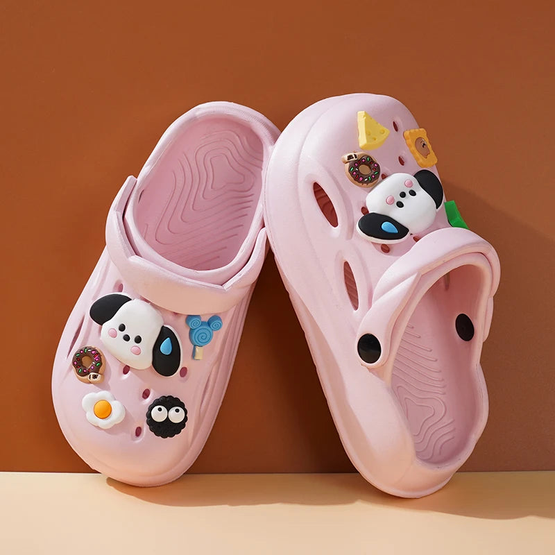 Summer Non-Slip 2024 New Slippers Female Baotou Cartoon Sports outside Wearing Male Soft Soled Sandals Children'S Crocs