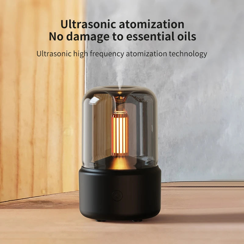 Cool Mist Usb Portable Candle Light H2O Air Humidifier Aroma Essential Oil Diffuser Air Mini Humidifier