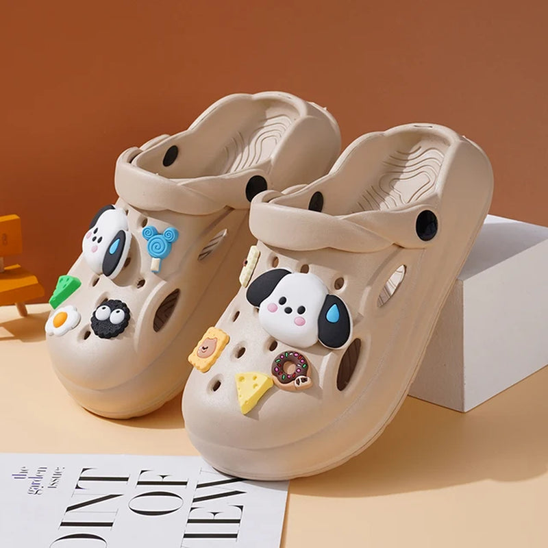 Summer Non-Slip 2024 New Slippers Female Baotou Cartoon Sports outside Wearing Male Soft Soled Sandals Children'S Crocs