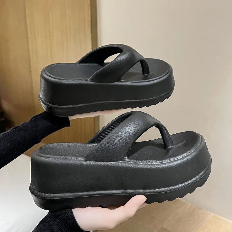 Women Platform Sandals Women Flip-Flops EVA Heels Sandals for Women Fashion Beach Slides Outdoor Soft Heel Cloud Slippers