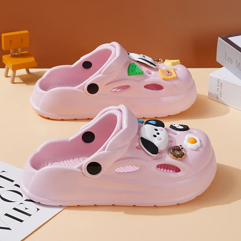 Summer Non-Slip 2024 New Slippers Female Baotou Cartoon Sports outside Wearing Male Soft Soled Sandals Children'S Crocs