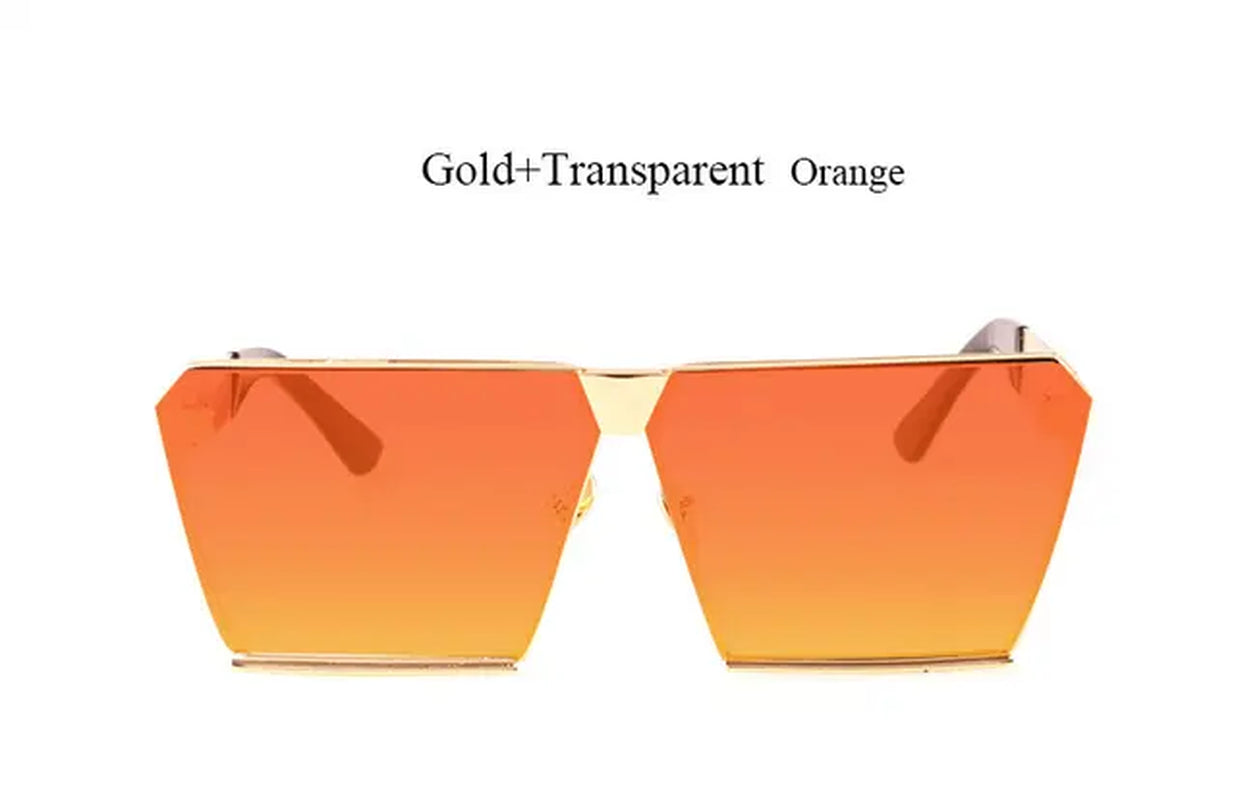 2023 Oversized Sunglasses Brand Designer Transparent Lens Metal Big Frame Sun Glasses Men Women Clear Fashion Square Eyewear