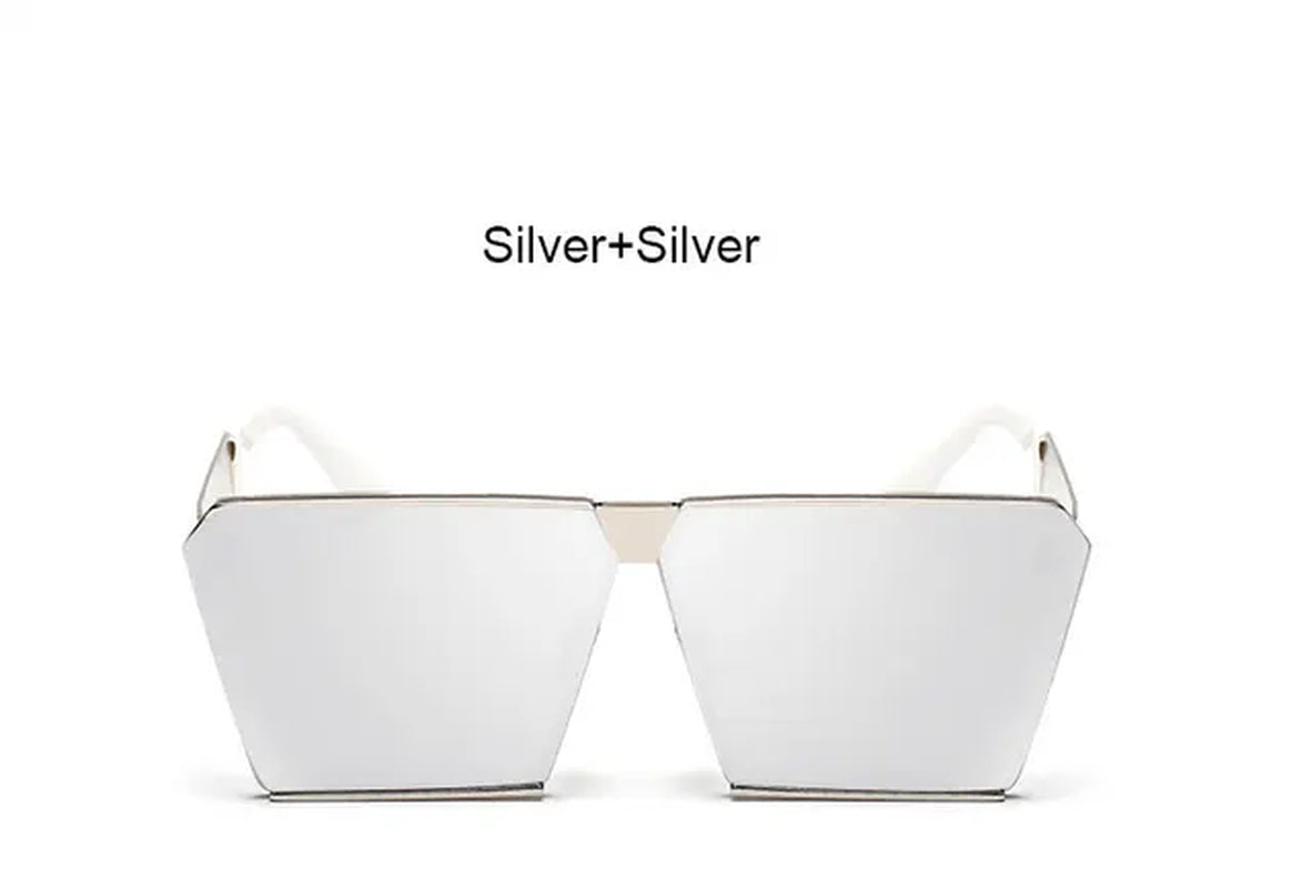 2023 Oversized Sunglasses Brand Designer Transparent Lens Metal Big Frame Sun Glasses Men Women Clear Fashion Square Eyewear