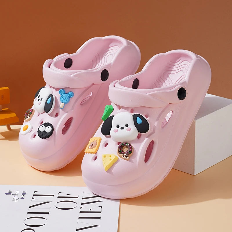 Summer Non-Slip 2024 New Slippers Female Baotou Cartoon Sports outside Wearing Male Soft Soled Sandals Children'S Crocs