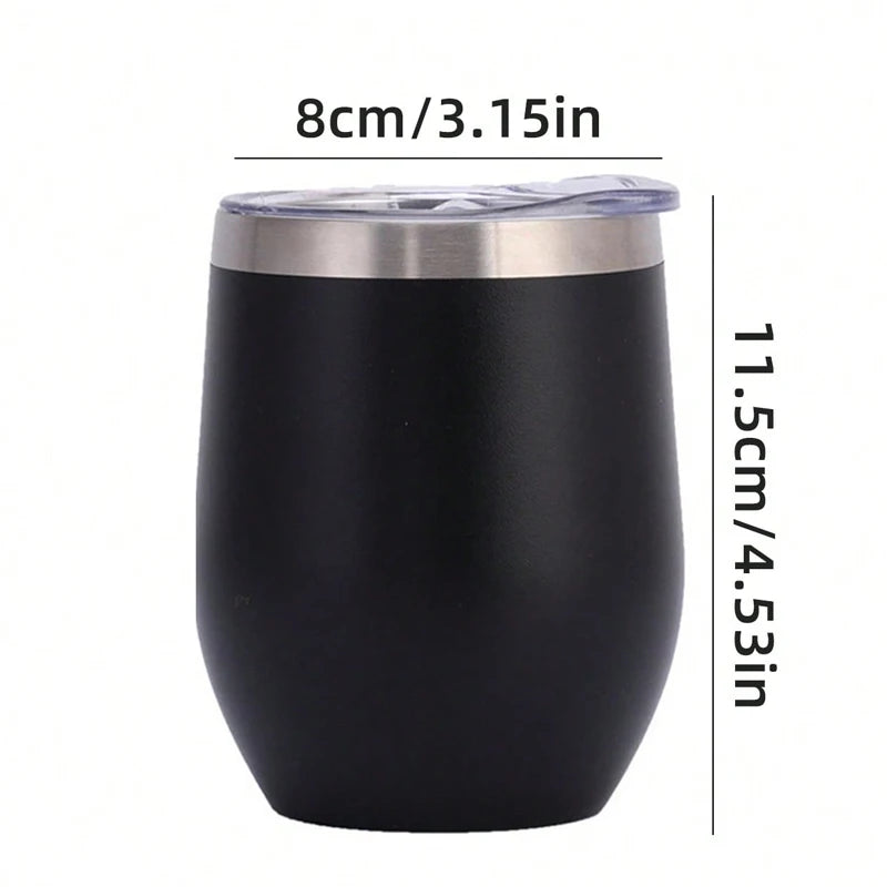 12Oz Eggshell Cup Double-Layer Stainless Steel Insulated Cup Vacuum Red Wine Egg Cup Coffee Tumbler with Lid